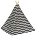 vidaXL Psí teepee s vankúšom Biela a šedá 60 x 60 x 70 cm Polyester