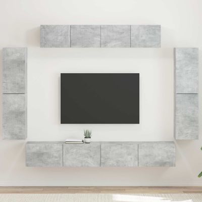 vidaXL TV skrinka 8 pcs Betónová šedá