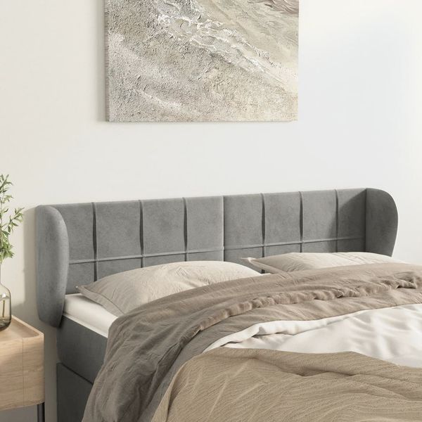 vidaXL Čelo postele so záhybmi bledosivé 147x23x78/88 cm zamat