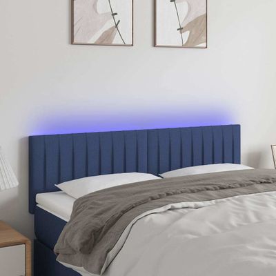 vidaXL Čelo postele s LED modré 144x5x78/88 cm látka
