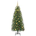 vidaXL Umelý vianočný stromček s 150 LED-i Zelená 150 cm PE a PVC