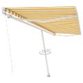 vidaXL Voľne stojaca ručne zaťahovacia markíza 500x300 cm, žlto biela