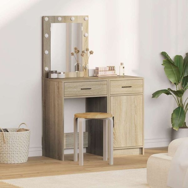 vidaXL Toaletný stolík 2 pcs Hnedá 50 x 41 x 135 cm Kompozitné drevo