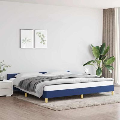 vidaXL Posteľný rám s čelom bez matraca modrý 200x200 cm látka