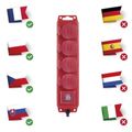 Predlžovací kábel EMOS P14101 / 10 m / 4 zásuvky / s vypínačom / čierno-červený / guma-neoprén / 1,5 mm2