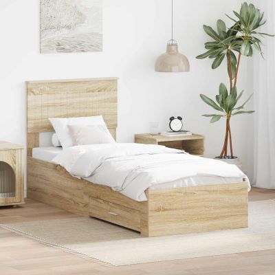 vidaXL Rám postele Sonoma dub a striebro 75 x 190 cm Kompozitné drevo