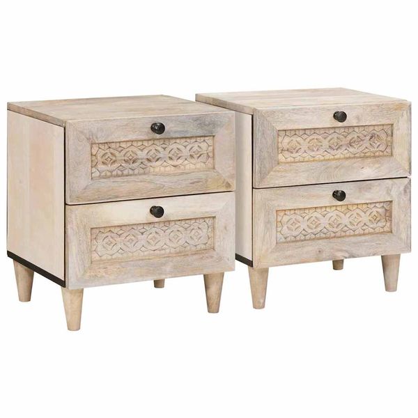 vidaXL Nočný stolík 2 pcs Biela 40 x 33 x 46 cm Kompozitné drevo