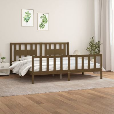 vidaXL Posteľný rám a čelo medový masív. borovica 180x200cm Super King