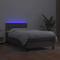 vidaXL Boxspring posteľ s matracom a LED sivá 80x200 cm umelá koža