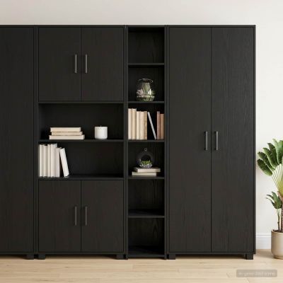 vidaXL Highboard Čierny dub 30 x 41 x 185 cm Kompozitné drevo