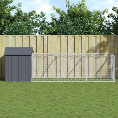 vidaXL Búda pre psa so strechou antracitová 117x405x123 cm pozin. oceľ