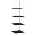 vidaXL Regál s 5 policami, čierny 40x40x130 cm, tvrdené sklo