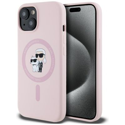 Puzdro Karl Lagerfeld HC MagSafe Silicone KC Body Ring pre iPhone 15 ružová