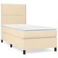 vidaXL Posteľný rám boxsping s matracom krémový 80x200 cm látka