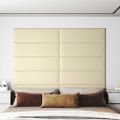 vidaXL Nástenné panely 12 ks krémové 90x30 cm umelá koža 3,24 m²
