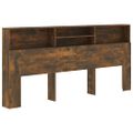 vidaXL Čelo postele so skrinkou dymový dub 220x19x101,5 cm