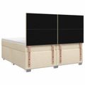 vidaXL Posteľ boxspring s matracom Krémová 200 x 200 cm Látka