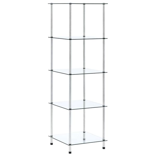 vidaXL Regál s 5 policami, priehľadný 40x40x130 cm, tvrdené sklo