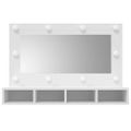 vidaXL Zrkadlová skrinka s LED biela 90x31,5x62 cm