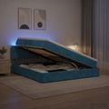 vidaXL LED úložná posteľ s matracom Tmavomodrá 160 x 200 cm Zamat