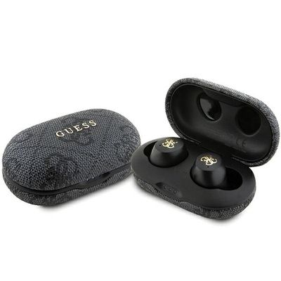 Bluetooth slúchadlá Guess GUTWSP4EGK TWS ENC 4G PU METAL LOGO čierne