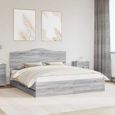 vidaXL Rám postele Sivá sonoma 200 x 200 cm Inžinierske drevo