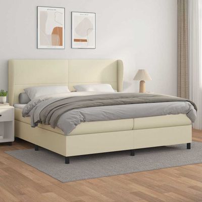 vidaXL Boxspring posteľ s matracom krémová 200x200 cm umelá koža