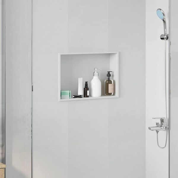 vidaXL Sprchový výklenok Biela 45 x 30 x 9,5 cm Nerezová oceľ