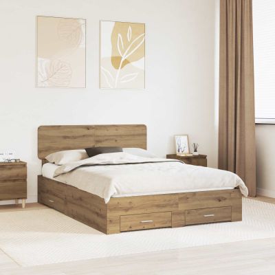 vidaXL Rám postele Remeselný dub 140 x 190 cm Kompozitné drevo