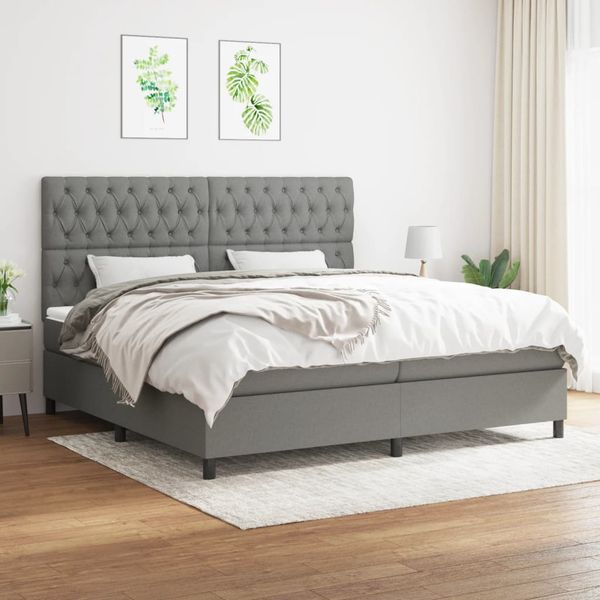 vidaXL Boxspring posteľ s matracom tmavosivá 200x200 cm látka