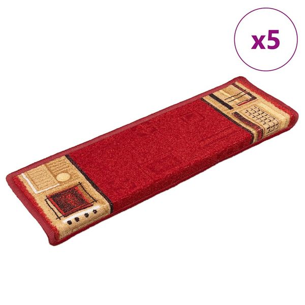 vidaXL Nášľapy na schody samolepiace 5 ks 65x21x4 cm červené