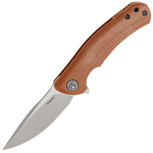 Petrified Fish PF949XKM Warrior vreckový nôž 9 cm, Sandblasting/Satin, khaki, Micarta