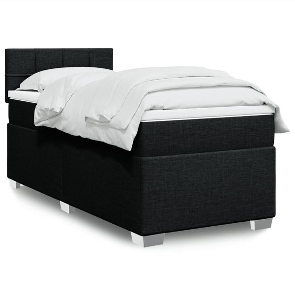 vidaXL Boxspring posteľ s matracom čierna 100x200 cm látka