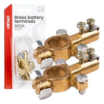 Svorky na autobatériu mosadzné 800AMP, 2 ks / blistr AMiO-04390