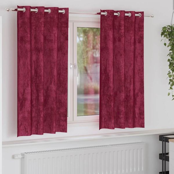 vidaXL Sametové závesy 2 pcs Víno červené 175 x 140 cm Zamat
