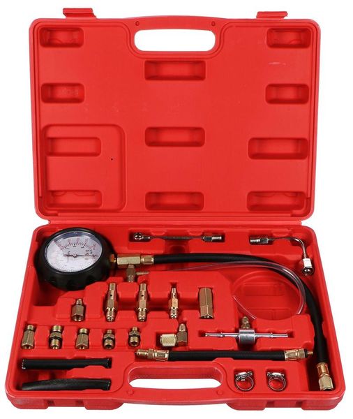 Sada na testovanie tlaku zážihových motorov MECHANIC ENGINE TESTER 20, 0-10 bar, 20 ks SIXTOL