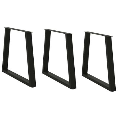 vidaXL Nohy k jedálenskému stolu v tvare V, 3 ks, čierne, 80 x (72-73,3) cm, oceľ