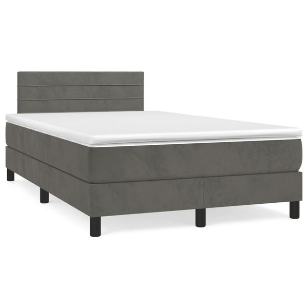 vidaXL Boxspring posteľ s matracom, tmavosivá 120x190 cm, zamat