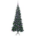 vidaXL Rohový umelý vianočný strom s 300 LED-i Zelená 180 cm PVC a kov