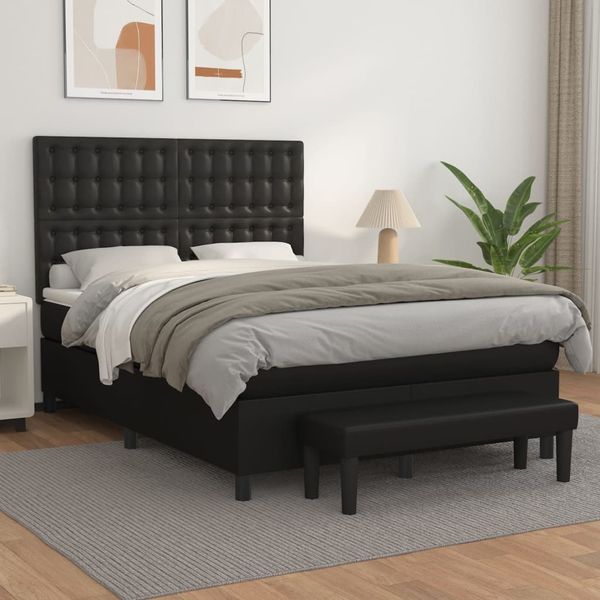 vidaXL Boxspring posteľ s matracom čierna 140x200 cm umelá koža