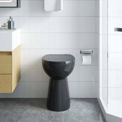 vidaXL Bezokrajová toaleta 7 cm extra výška, pomalé zatváranie, čierna keramika