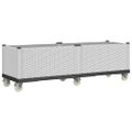 vidaXL Záhradný kvetináč s kolieskami biely 160x50x54 cm PP