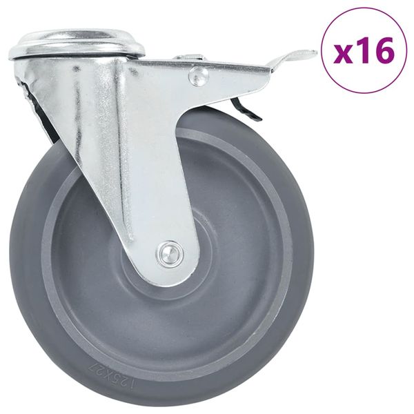 vidaXL Otočné kolieska s otvorom na skrutku 16 ks 125 mm