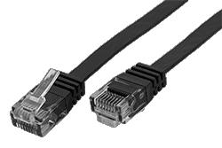UTP patchkabel kat. 6, plochý, černý, 1m