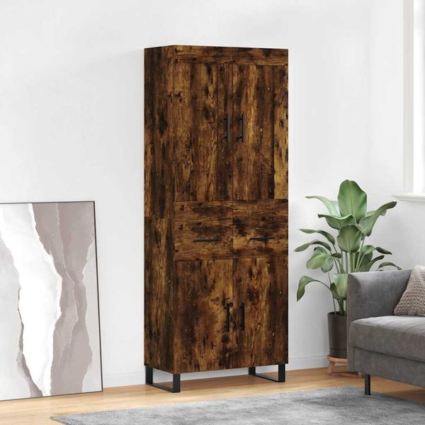 vidaXL Vysoká skrinka dymový dub 69,5x34x180 cm spracované drevo
