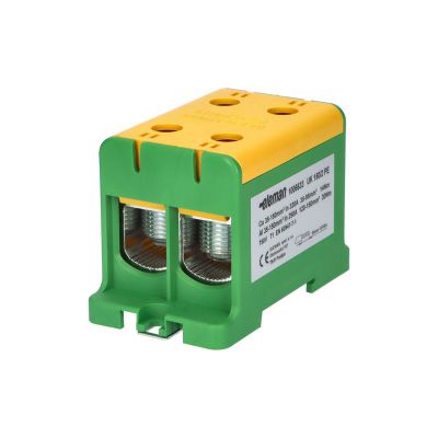 Svorka univerzálna UK 150/2 PE, 320A, 1-pól., AL/CU, krytá, zel.-žlt., na DIN/panel