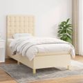 vidaXL Posteľný rám boxspring s matracom krémový 90x190 cm látka