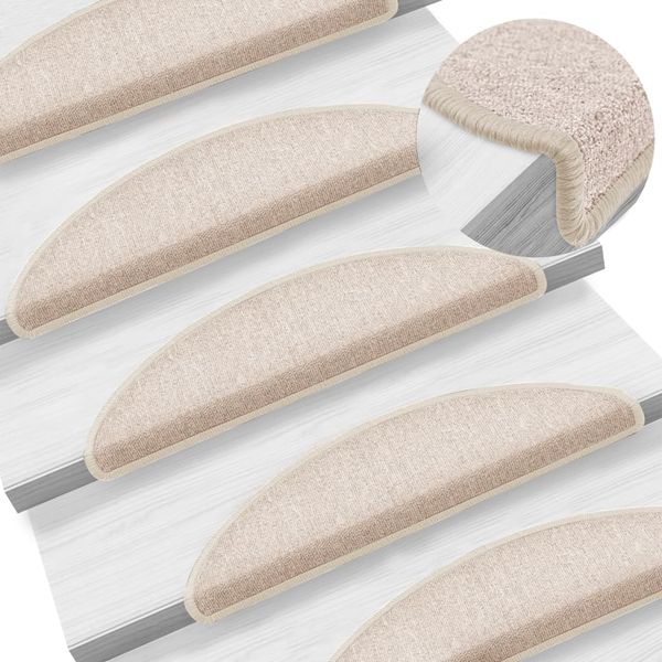 vidaXL Schodové rohože 5 ks 56x17x3 cm béžové, polkruhové