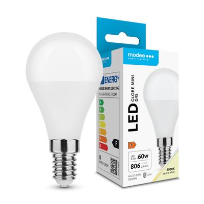 Modee LED Globe Mini žiarovka G45 8,5W E14 806lm neutrálna biela (ML-G454000K8,5WE14N)