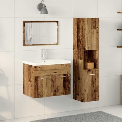 vidaXL Sada kúpeľňového nábytku Nástenný 4 pcs Hnedá Kompozitné drevo